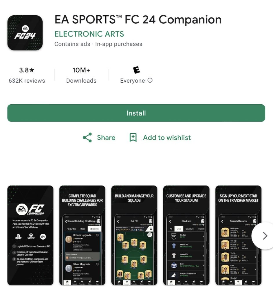 EA Sports FC 24 Companion App Google Play
