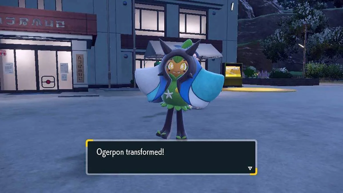 Ogerpon transforming in The Teal Mask DLC