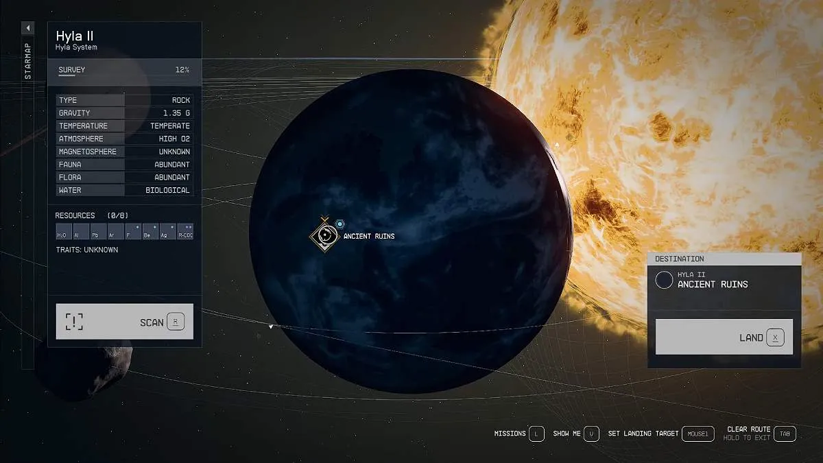 The map location of the Scorpion's Sting in Starfield