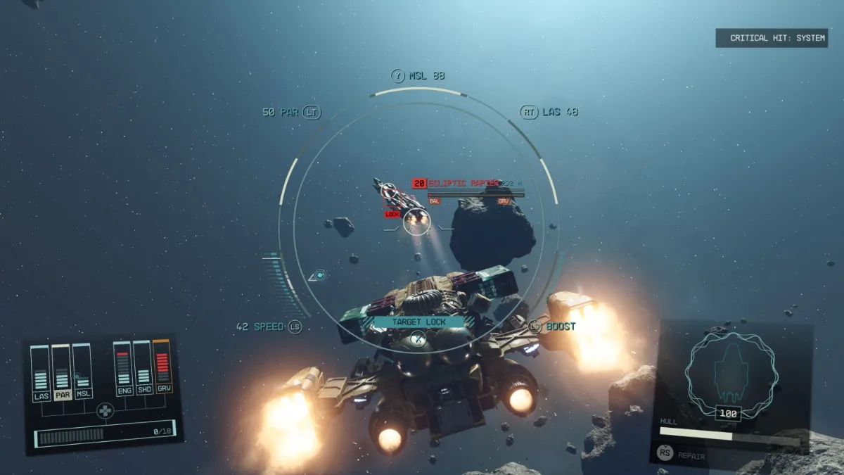 Starfield Targeting enemy ship