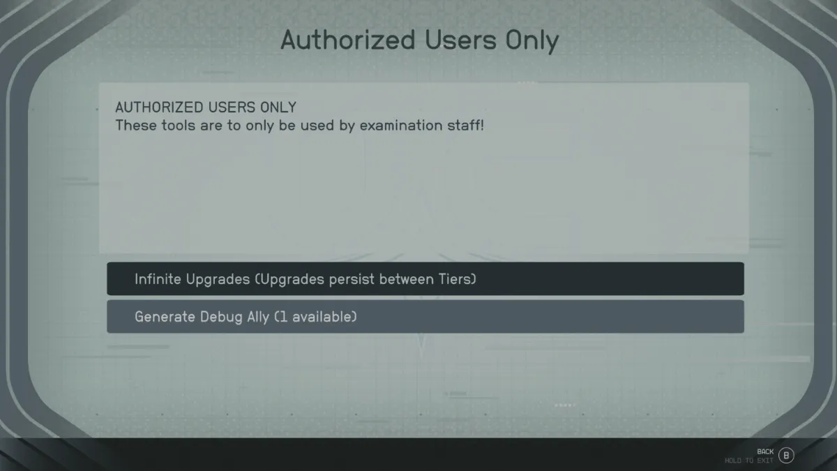 Authorized Users Only Advanced lock for the Debug Tools in the UC Vanguard Simulator Piloting Exam in Starfield