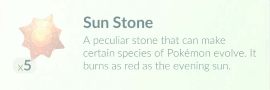 Sun Stone Description Pokemon GO