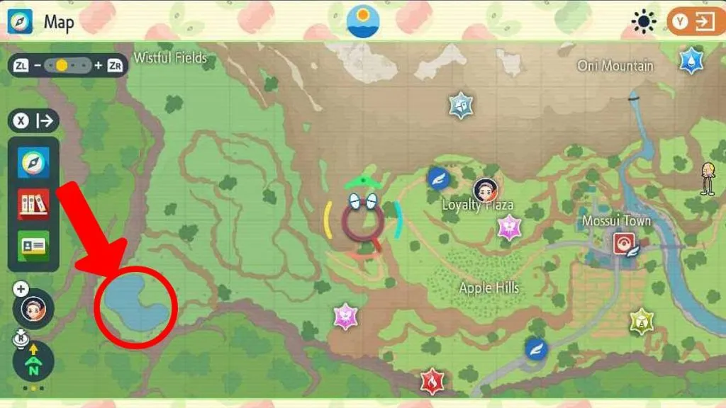 The map location of Munkidori in Pokemon Scarlet & Violet