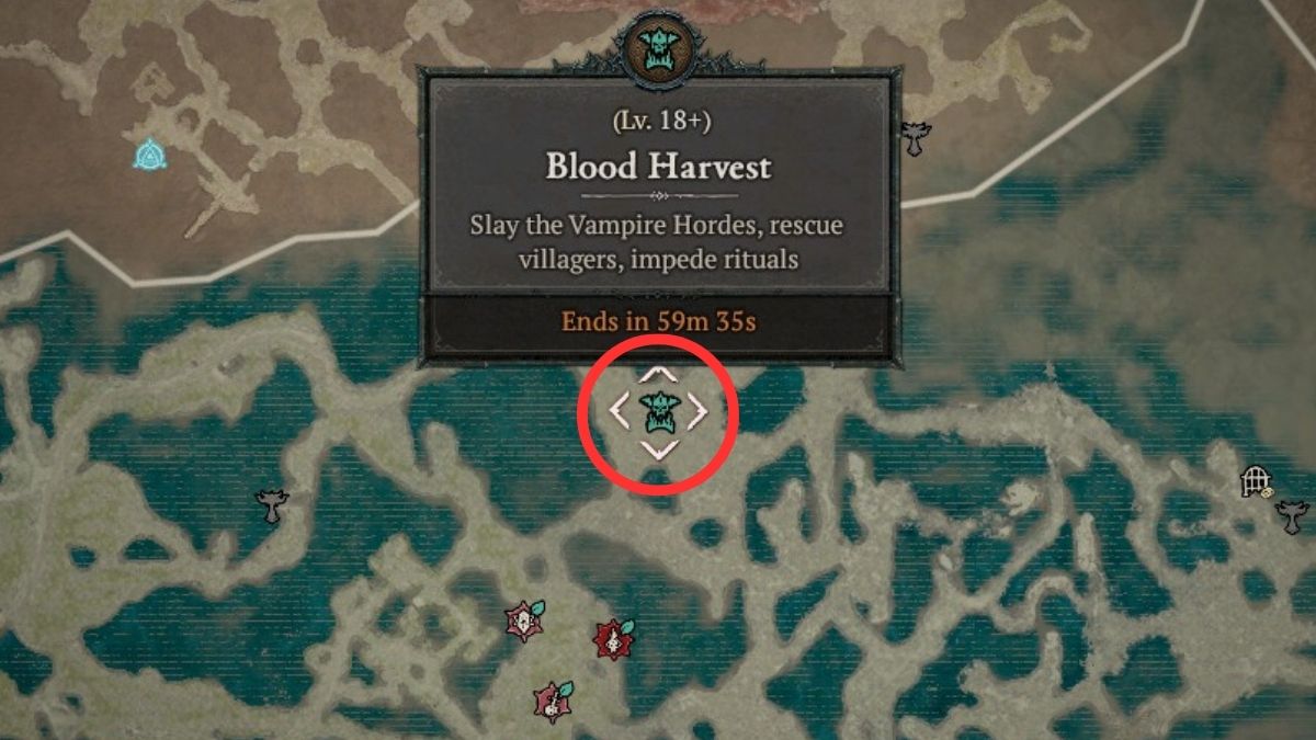 Blood Harvest icon and Blood Harvest Pedestals location in Diablo 4 Season 2