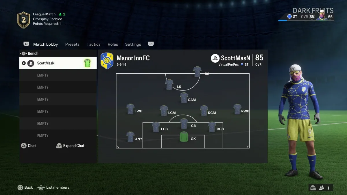 Formation screen in FC 24 Pro Clubs