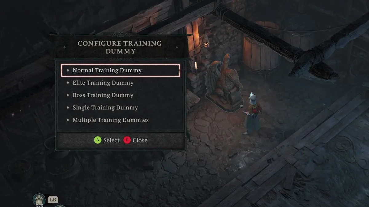 Diablo 4 Training Dummy Configuration Menu