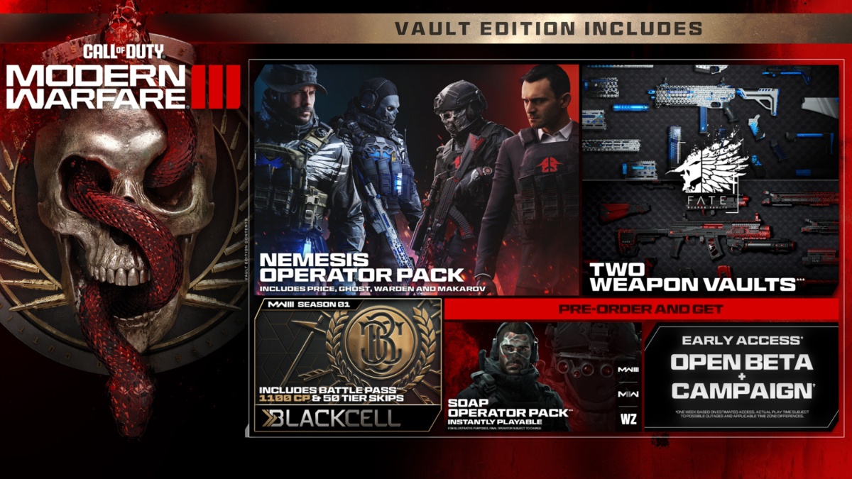 Graphic showing Vault Edition contents in MW3 Vault Edition