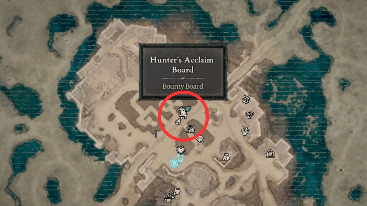 Hunter's Acclaim Board map icon during a Blood Harvest in Diablo 4 Season 2