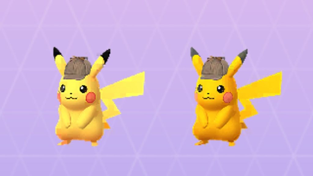 Normal and Shiny Detective Pikachu Pokemon GO