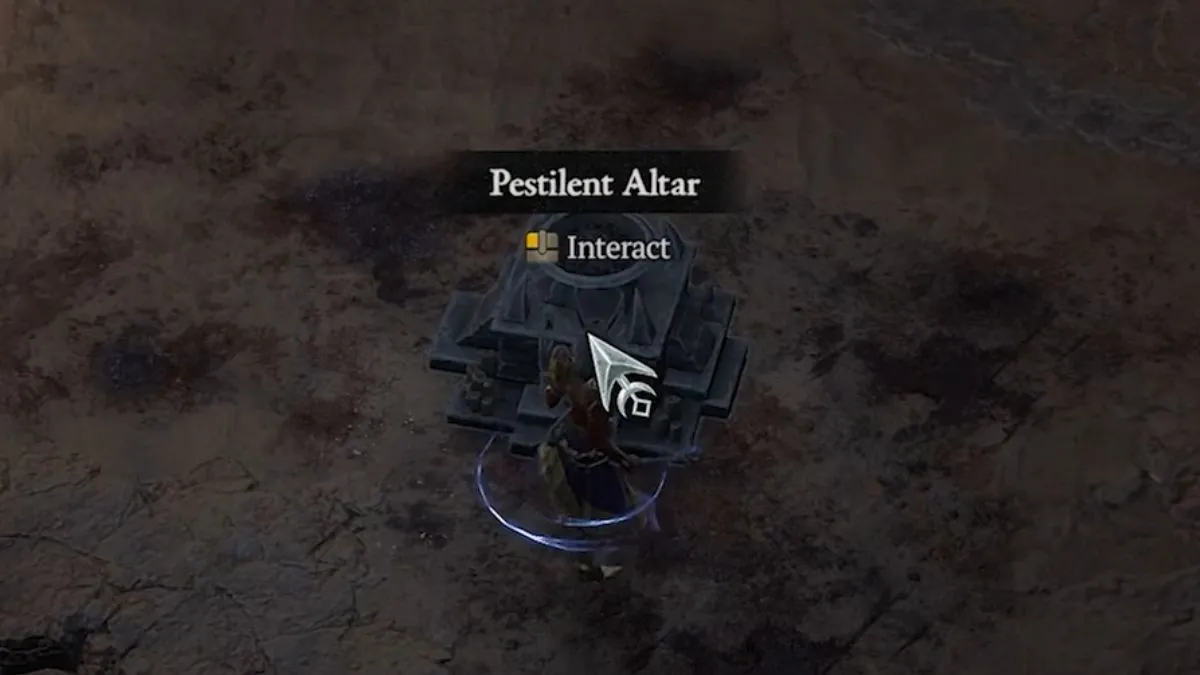 Player interacting with Pestilent Altar in Diablo 4 Season 2