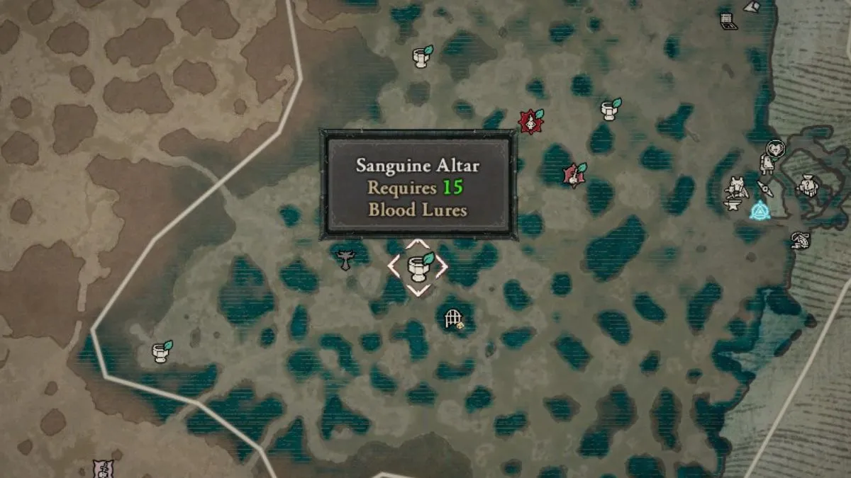 Sanguine Altar icon on the map in a Blood Harvest in Diablo 4 Season 2