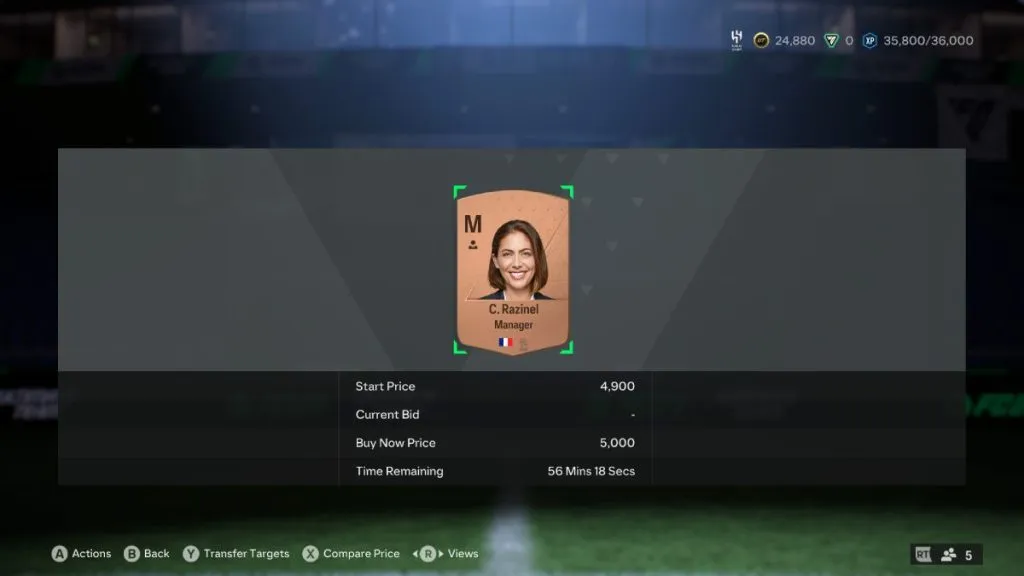 EA FC 24 French Manager for 5,000 coins.