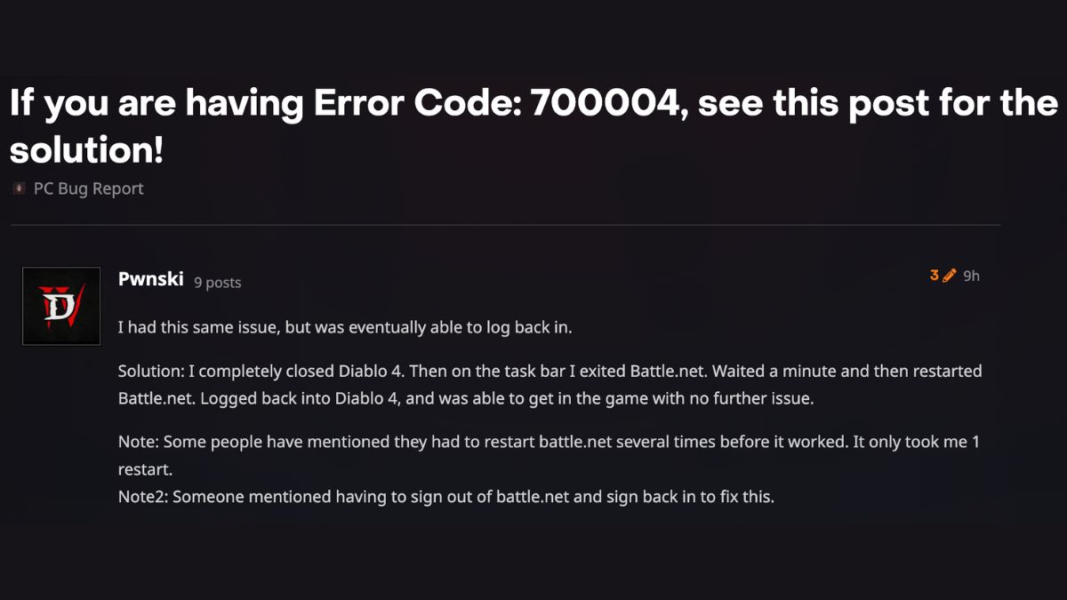Blizzard Forums Error Code 700004 fix