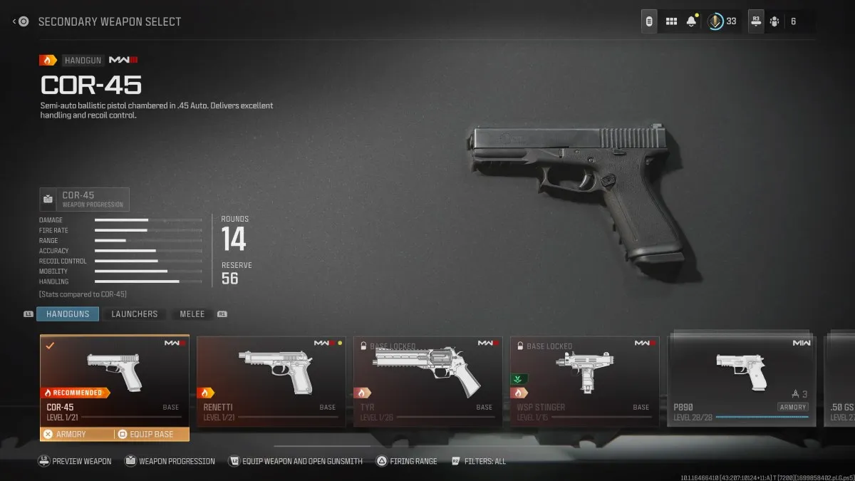 MW3 Handgun