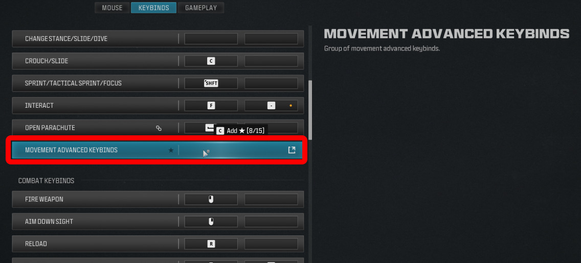 Movement Advanced Keybinds in MW3