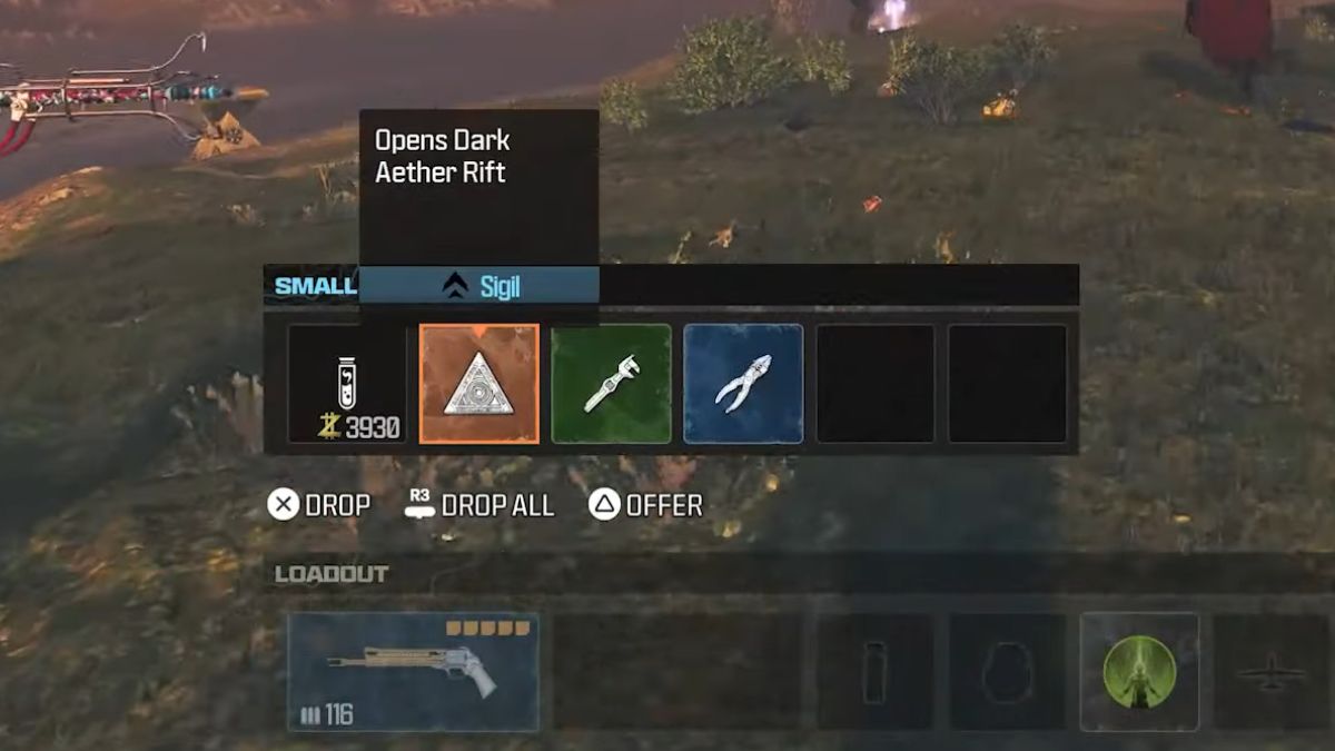 Dark Aether Rift Sigil in inventory in MW£ zombies Season 1