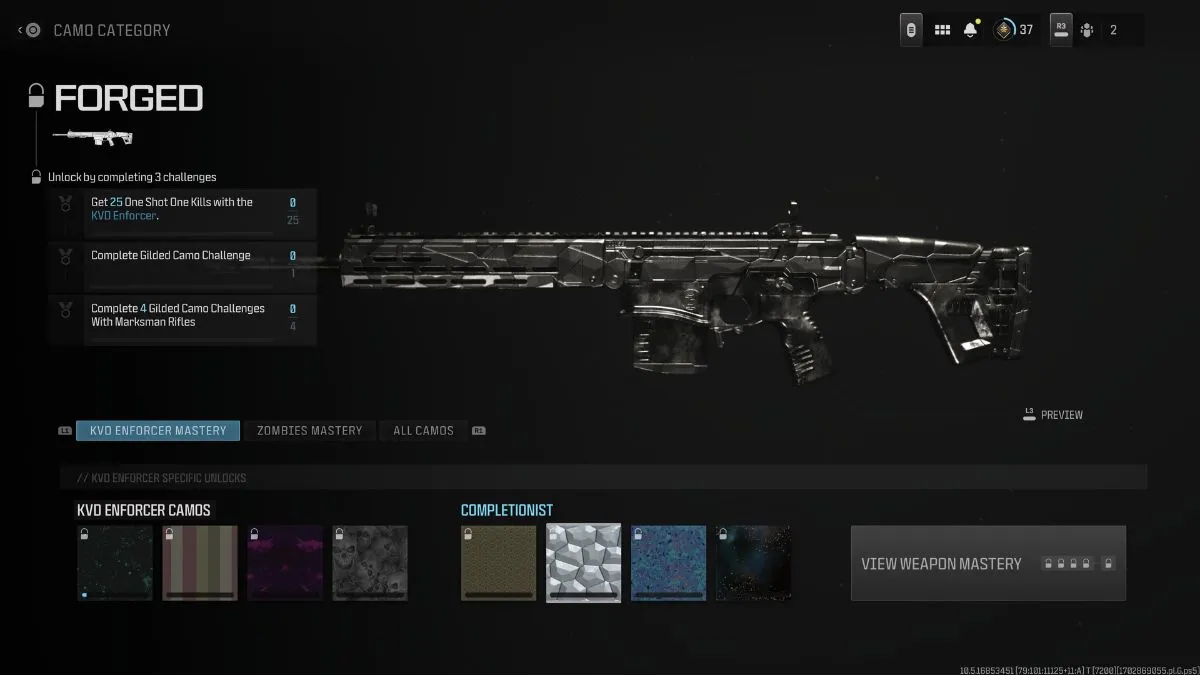 Forged Camo Mastery Challenges for KVD Enforcer in MW3