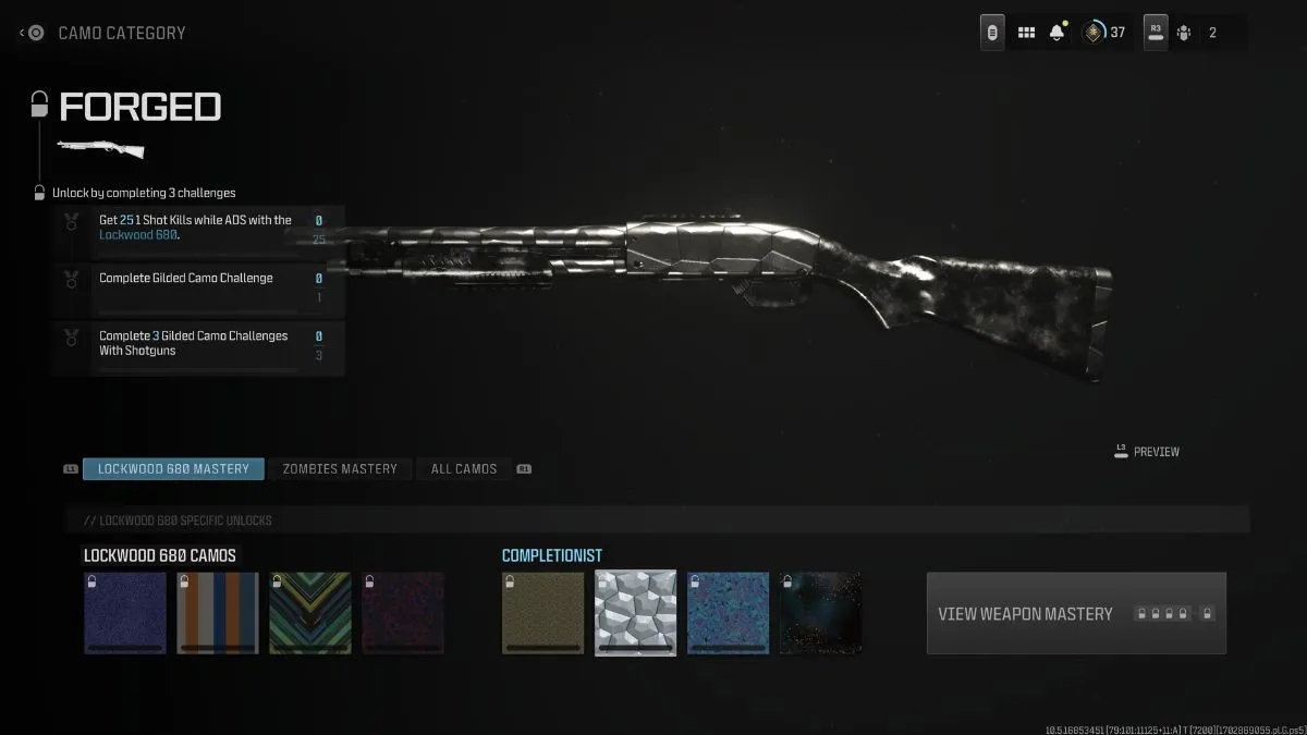 Forged Camo Mastery Challenges for Lockwood 680 in MW3