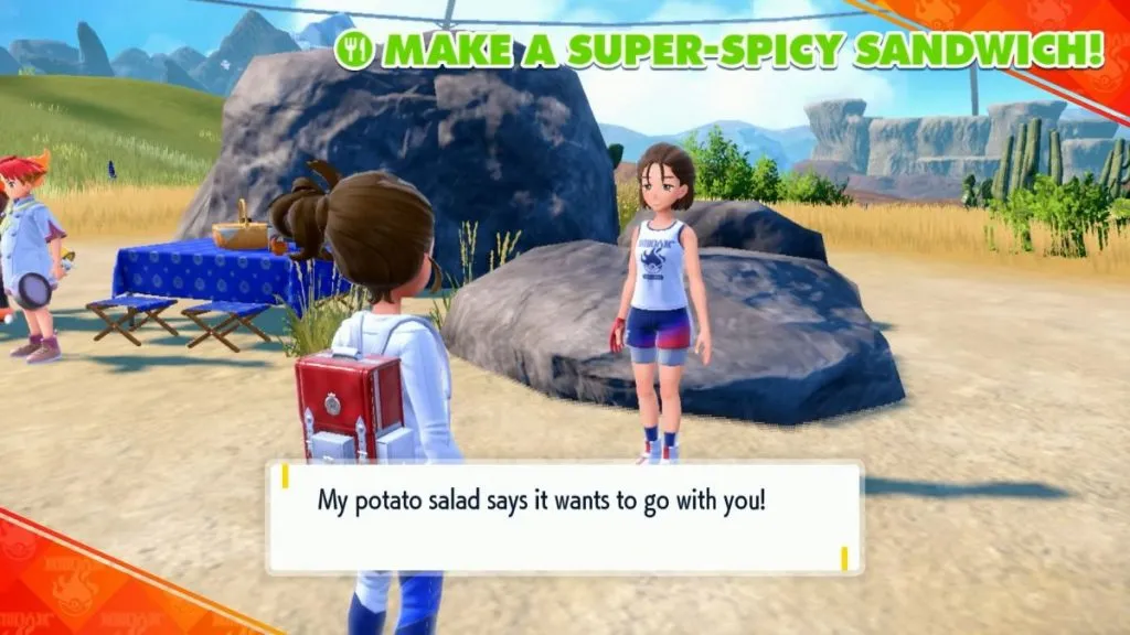 Getting Potato Salad for super spicy sandwich in Crispin's Elite Trial in The Indigo Disk Pokemon Scarlet & Violet