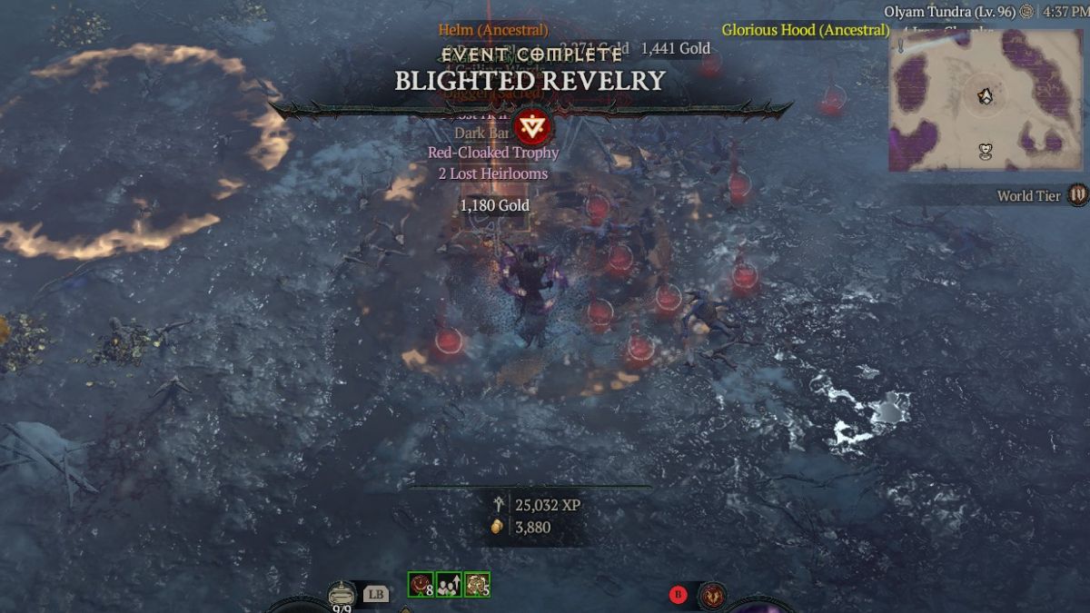 Getting Red-Cloaked Trophy after completing Blighted Revelry event during Midwinter Blight Event in Diablo 4 Season 2