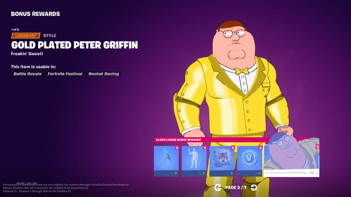 Gold Plated Peter Griffin in Fortnite