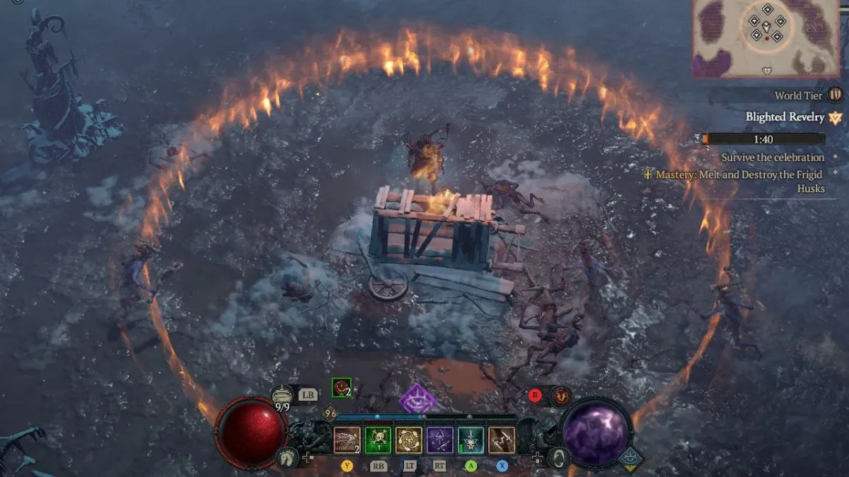 Lighting Wagon in Blighted Revelry event during Midwinter Blight Event in Diablo 4 Season 2