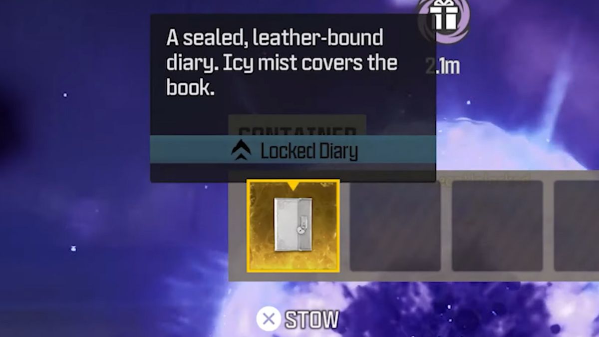 Locked Diary item description in MW3 Zombies
