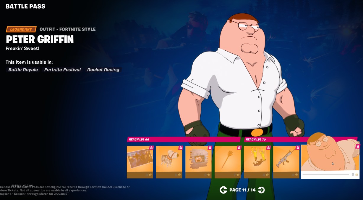 Peter Griffin in Fortnite Big Bang Battle Pass