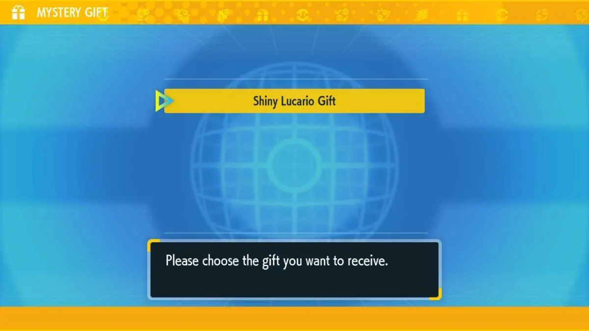 Shiny Lucario Mystery Gift in Pokemon