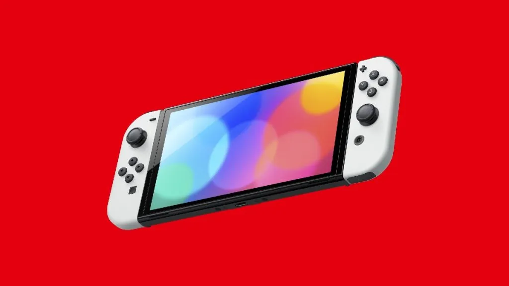 Nintendo Switch OLED with Red Background