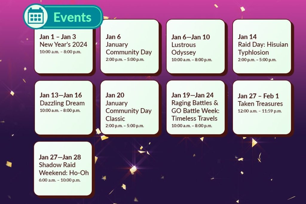 Pokemon GO Events Schedule January 2024