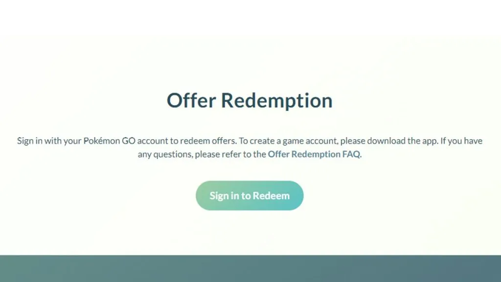 Pokemon GO Offer Redemption Page