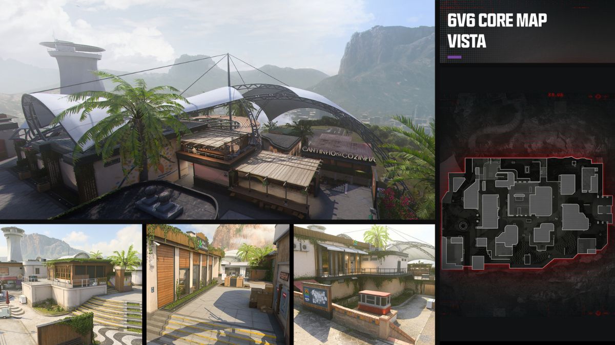Collage of Vista map locations and Tac-Map in MW3 Season 2