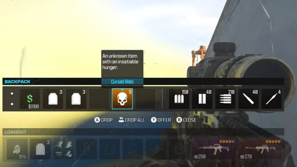 Warzone Cursed Relic Skull in Inventory