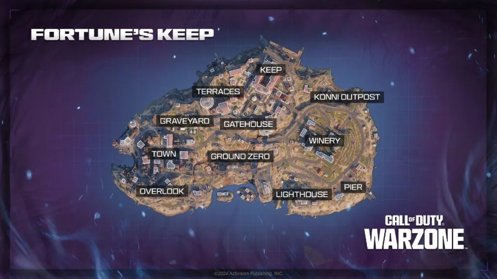 Warzone Fortune's Keep POIs Map