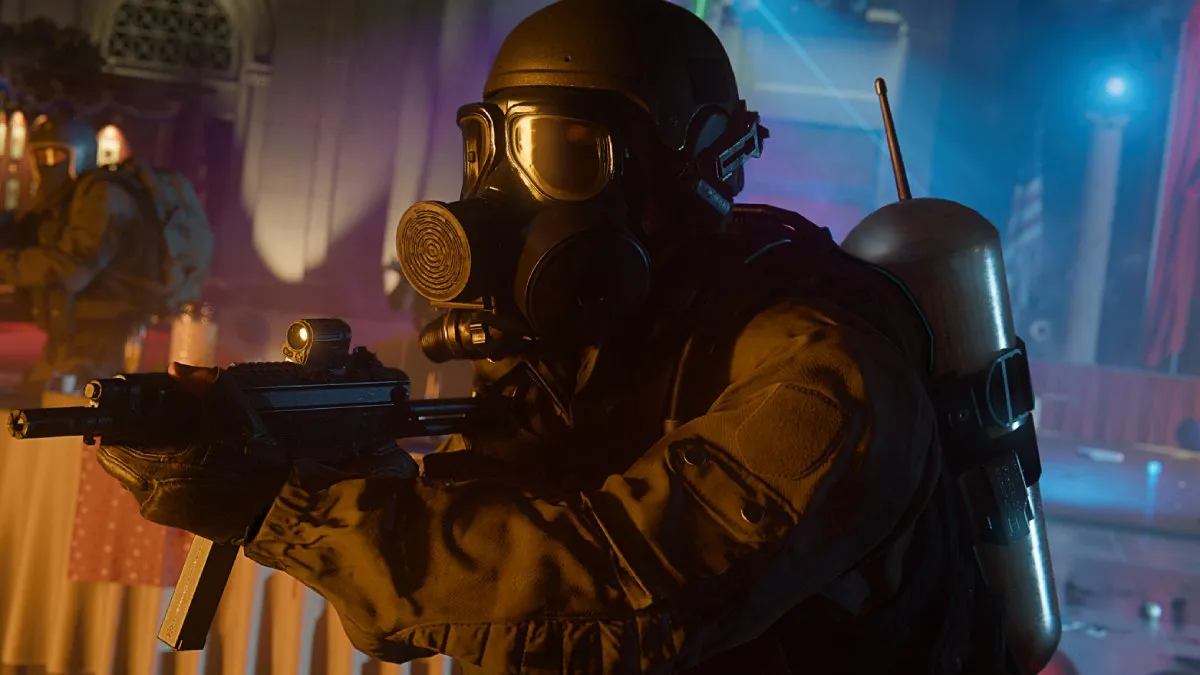 Black Ops 6 Soldier in Gas Mask with MP5