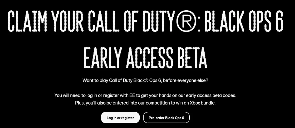 Black Ops 6 on EE Website