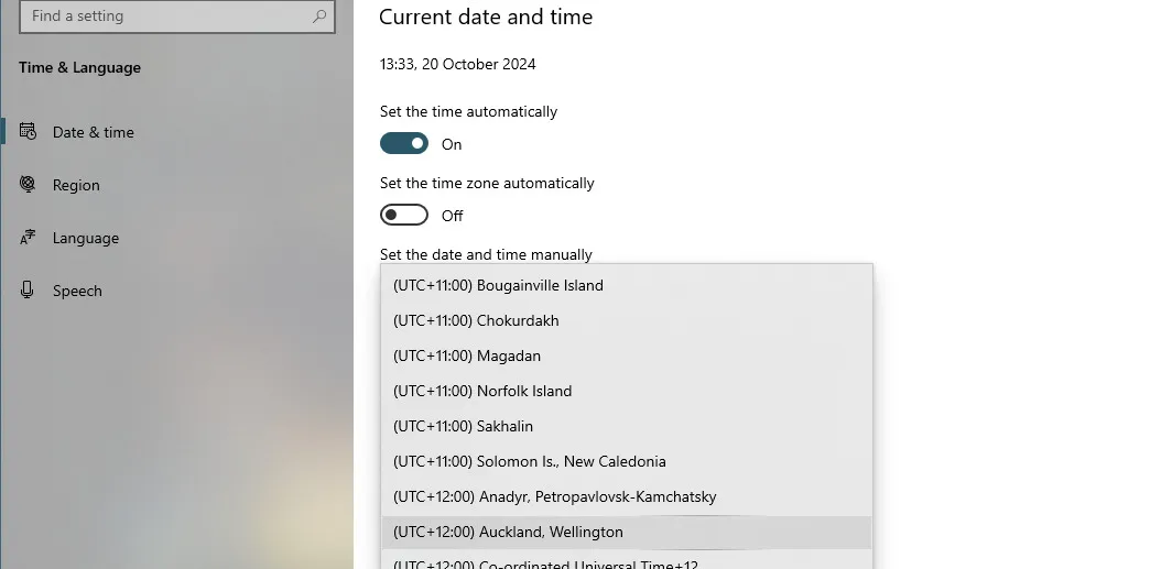 Changing Time on Windows PC to New Zealand