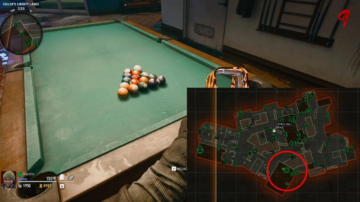 Pool Table in Liberty Lanes Black Ops 6 Zombies