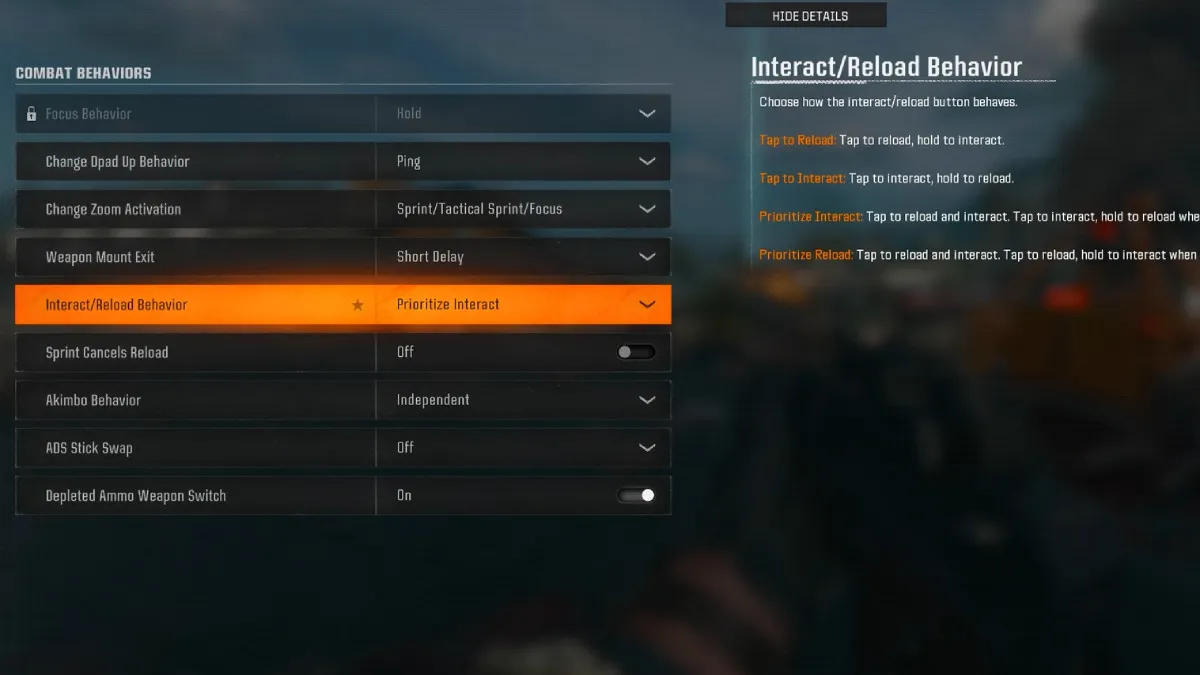 Interact Reload Behavior in Black Ops 6